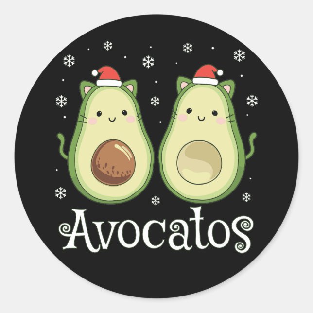Adesivo Natal Avocatos Kawaii Cat & Avocado (Frente)