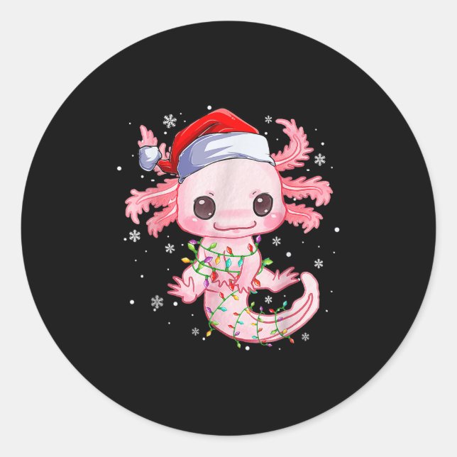 Adesivo Natal Axolotl Santa Hat Luz Japonês Bonito A (Frente)