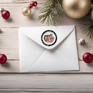 Adesivo Natal Azul E Dourado Moderno Deixa Foto