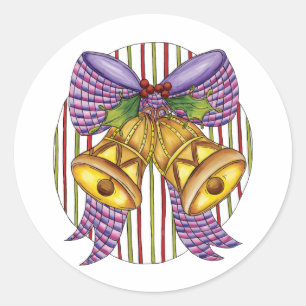 Adesivo Natal Bels bonito com um arco e um azevinho da