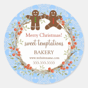 Adesivo Natal Berry Wreath Gingerbird Men
