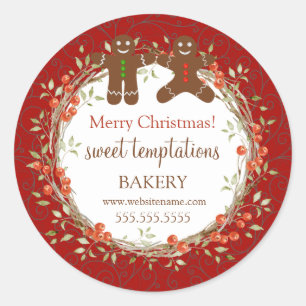 Adesivo Natal Berry Wreath Gingerbird Men