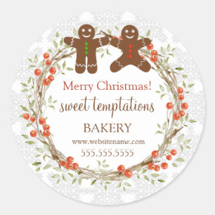 Adesivo Natal Berry Wreath Gingerbird Men