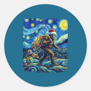 Adesivo Natal Bigfoot Chapéu de Papai Noel Van Gogh Noite