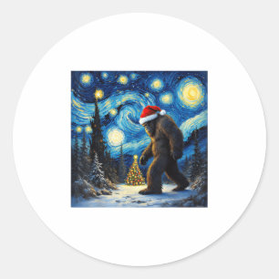 Adesivo Natal Bigfoot Santa Hat Van Gogh Starry Night