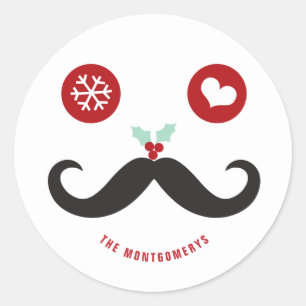 Adesivo Natal Bigode Engraçado Rosto de Papai Noel