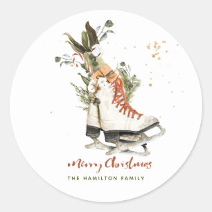 Adesivo Natal Boho Aquarela de Folhagem Vintage