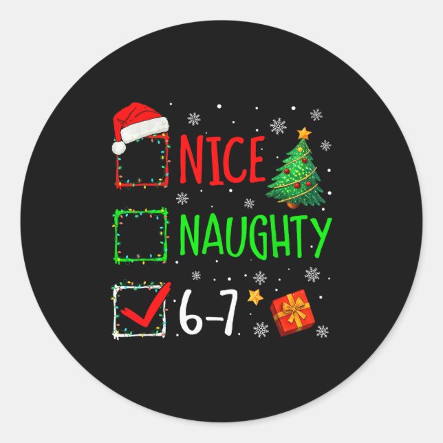 Adesivo Natal Bonito Travesso 67 Brainrot Engraçado 6-7 Me (Frente)