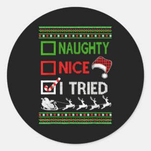 Adesivo Natal Bonito Travesso Eu Tentei Feio Divertido Pap