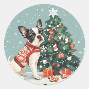 Adesivo Natal Boston Terrier Dog