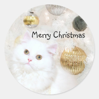 Adesivo Natal branco do gatinho persa
