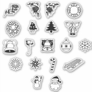 Adesivo Natal Branco e Preto Beijo