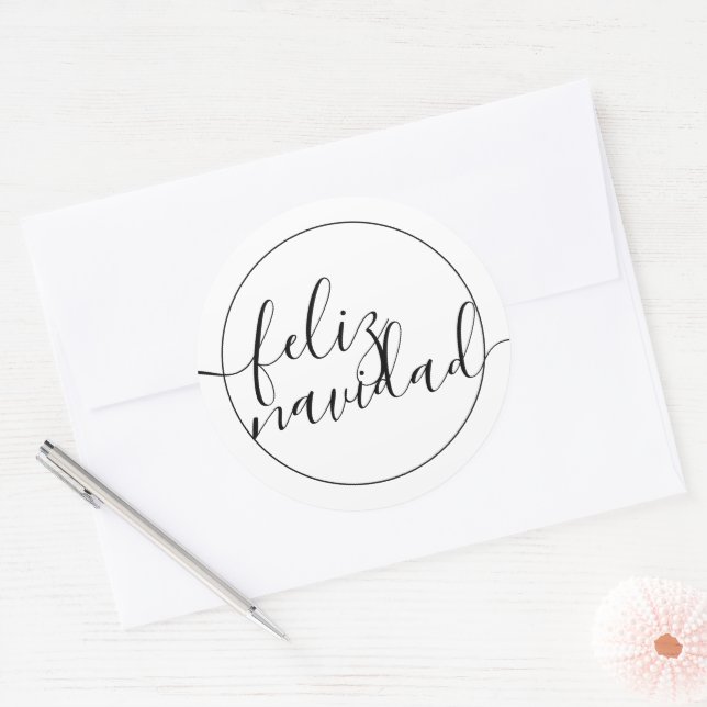 Adesivo Natal Branco Negro do Moderno Feliz Navidad (Envelope)