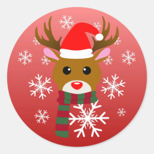 Adesivo Natal Branco Rudolph Rudolph, Rena Nosada Vermelha