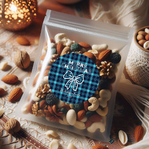 Adesivo Natal Caprichoso Xadrez Azul Retro