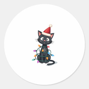 Adesivo Natal Cat Tuxedo Black cat xmas light gatinho c