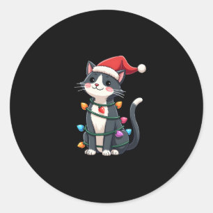 Adesivo Natal Cat Tuxedo Black cat xmas light gatinho c