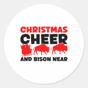 Adesivo Natal Cheer E Bison Perto - Bison Buffalo Xma