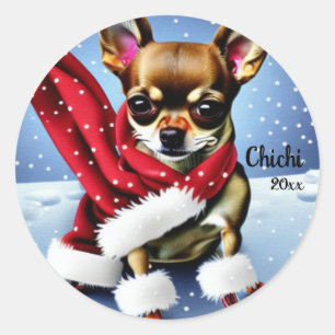 Adesivo Natal Chihuahua, Cachorro Papai noel