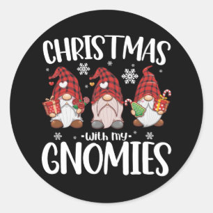 Adesivo Natal Com Meus Gnomos Búfalo Xadrez Vermelho Gnome