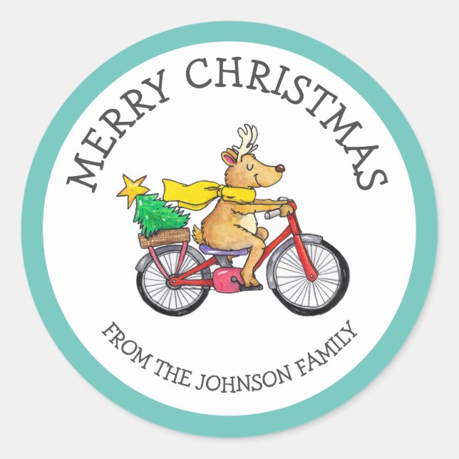 Adesivo Natal com Rena Personalizada  (Frente)