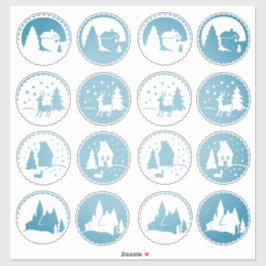 Adesivo Natal Contemporâneo Cena de inverno Enfumaçado Azu