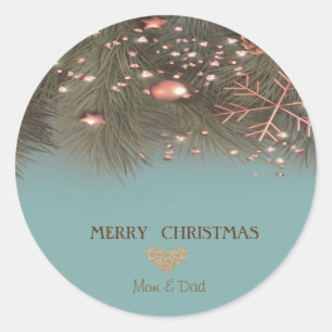 Adesivo Natal Coração Dourado,Floco de Neve,Bolas