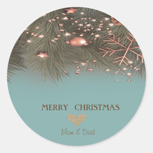Adesivo Natal Coração Dourado,Floco de Neve,Bolas (Frente)