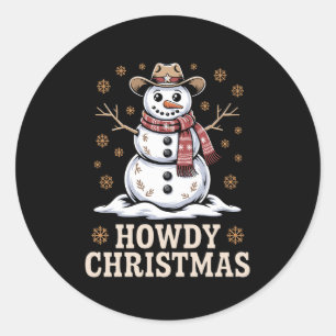 Adesivo Natal Cowboy Boneco de Neve Ocidental Inverno Xmas