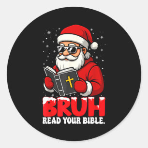 Adesivo Natal Cristão Papai Noel Bruh Leia a Bíblia Rel
