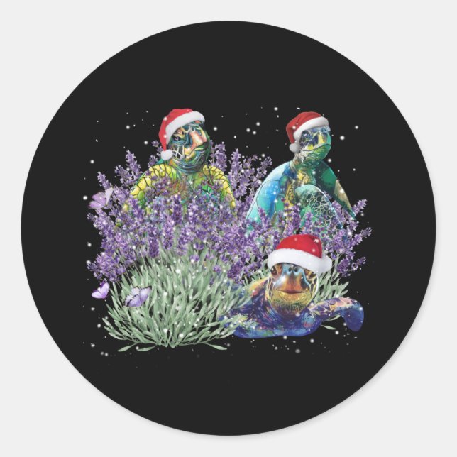 Adesivo Natal da Camisa de Natal da Lavanda de Tartaruga N (Frente)