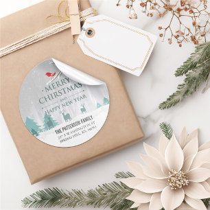 Adesivo Natal da cena da neve e endereço do cumprimento d