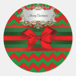 Adesivo Natal da Fita Zig-Zag do Chevron Verde Moderno