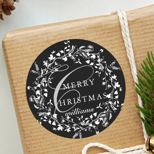 Adesivo Natal da flor selvagem branca e negra