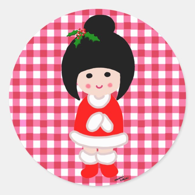 Adesivo Natal da Garota Kokeshi (Frente)