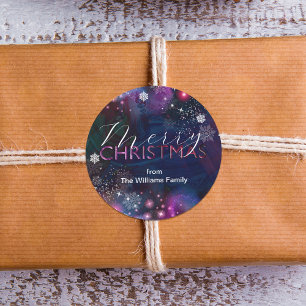 Adesivo Natal da Terra Maravilha de inverno, cor-de-rosa-r