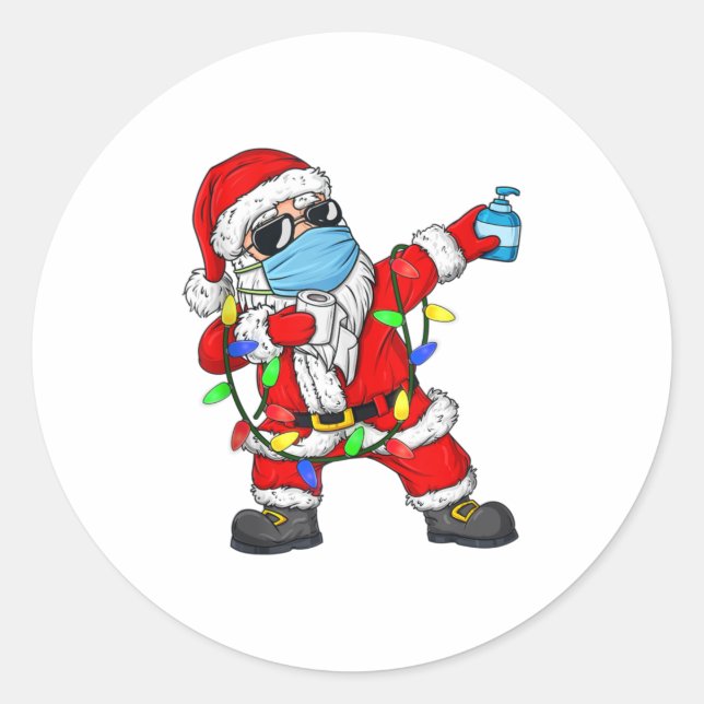 Adesivo Natal Dabbing Papai Noel Vestindo Uma Máscara (Frente)