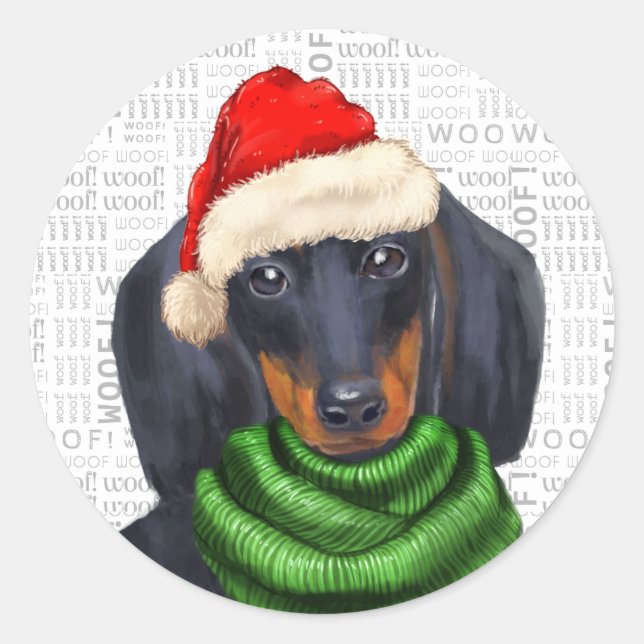 Adesivo Natal Dachshund e Woody Art Dog Lover (Frente)