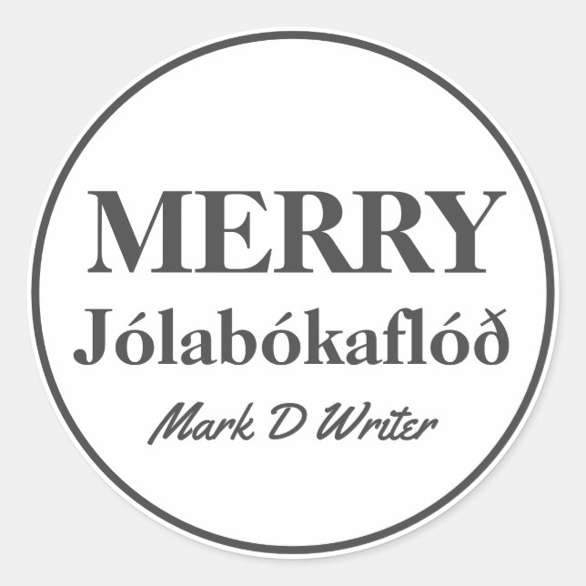 Adesivo Natal das Livros Jolabokaflod Personalizado (Frente)