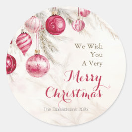 Adesivo Natal das Ornações de Vintagem Branca Rosa