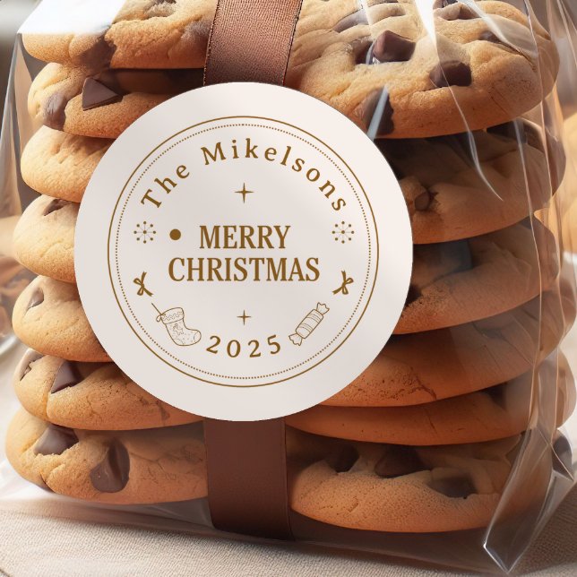 Adesivo Natal de Arte Dourada Elegante (Criador carregado)