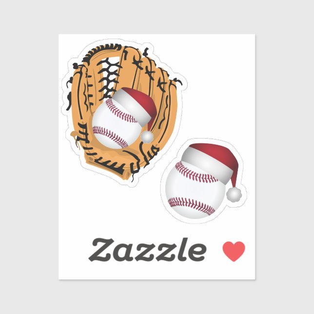 Adesivo Natal de Baseball em Santa Hat (Folha)