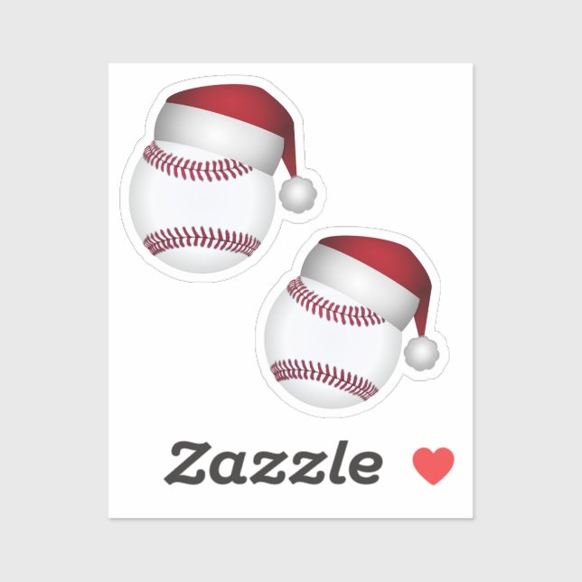 Adesivo Natal de Baseball em Santa Hat (Folha)