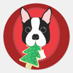 Adesivo Natal de Boston Terrier