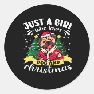 Adesivo Natal de Cachorro - Apenas uma garota que ama Cach