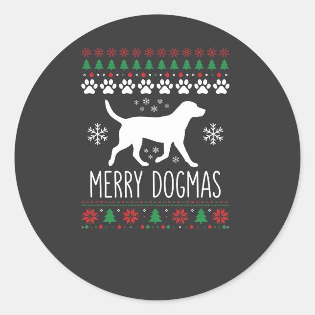 Adesivo Natal de Cachorro Vetor de Dogmas Alegres (Frente)