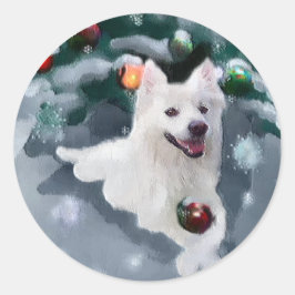 Adesivo Natal de Cão Eskimo Americano