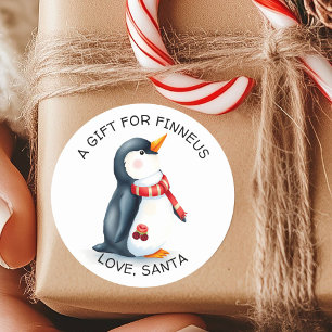 Adesivo Natal de e para um pequeno pinguim fofo