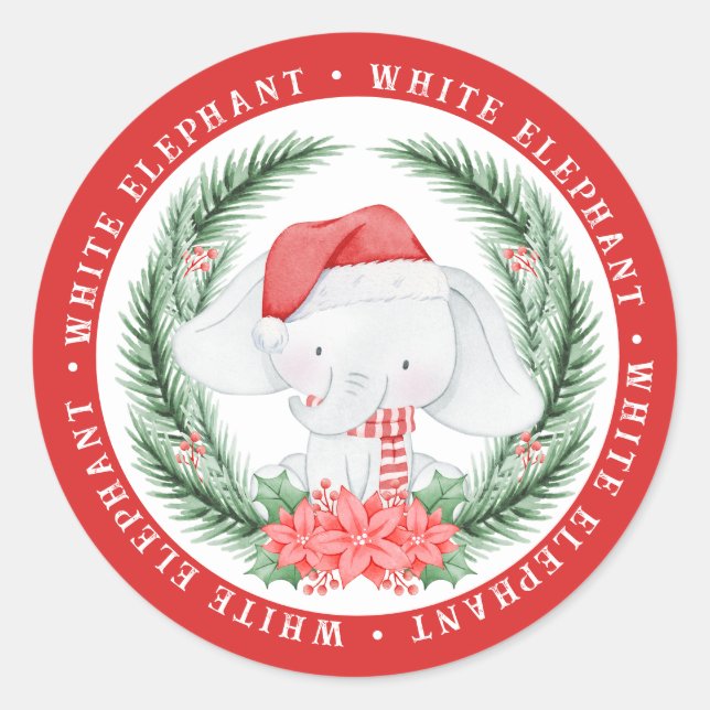 Adesivo Natal de Elefante Branco (Frente)
