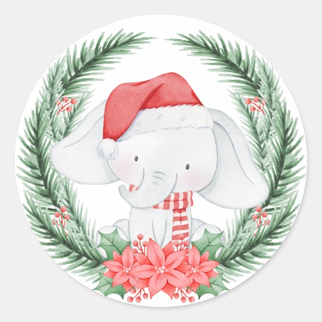 Adesivo Natal de Elefante Branco (Frente)